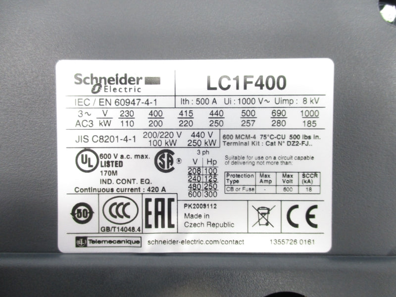 SCHNEIDER ELECTRIC LC1F400 120-127V NSNP