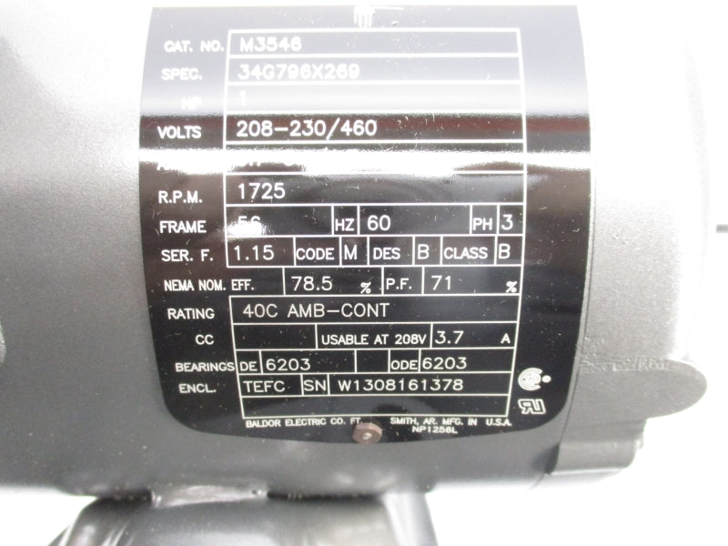 BALDOR M3546 208-230/460 3.7-3.4/1.7A NSMP