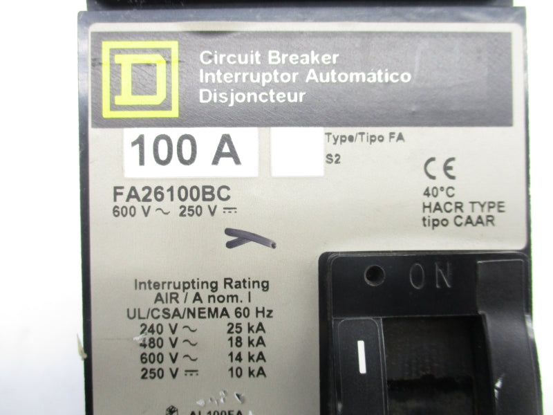 SQUARE D FA26100BC 600V 100A NSNP
