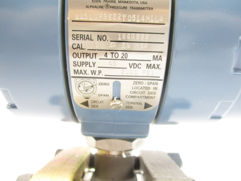 ROSEMOUNT 1151GP3S22T0514M1L4 45VDC 2000PSI NSMP