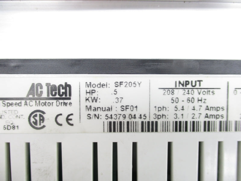 AC TECH SF205Y 208/240V 5.4/4.7A NUPI
