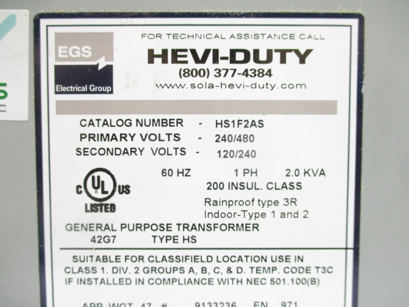 SOLA HS1F2AS 240/480V NSMP