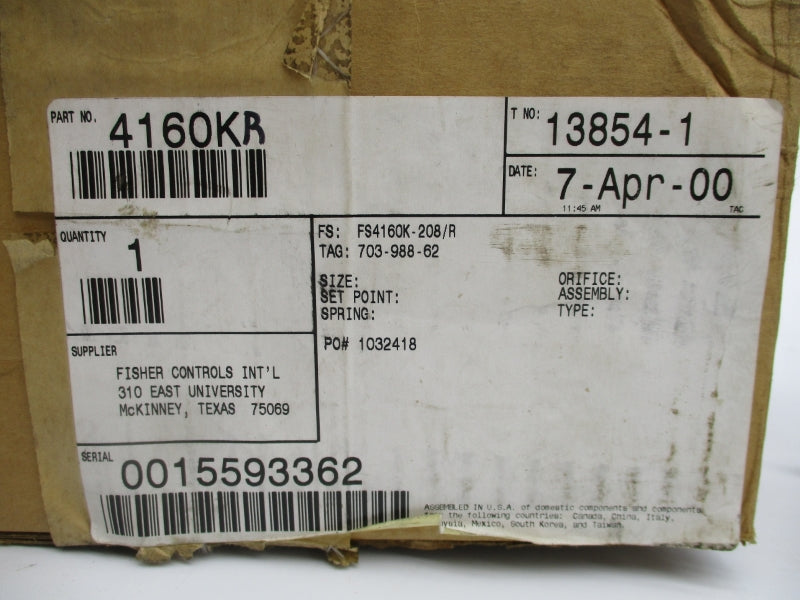 FISHER 4160KR 0-100PSI NSMP