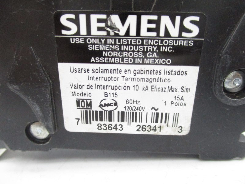 SIEMENS B115 120/240V 15A NSNP