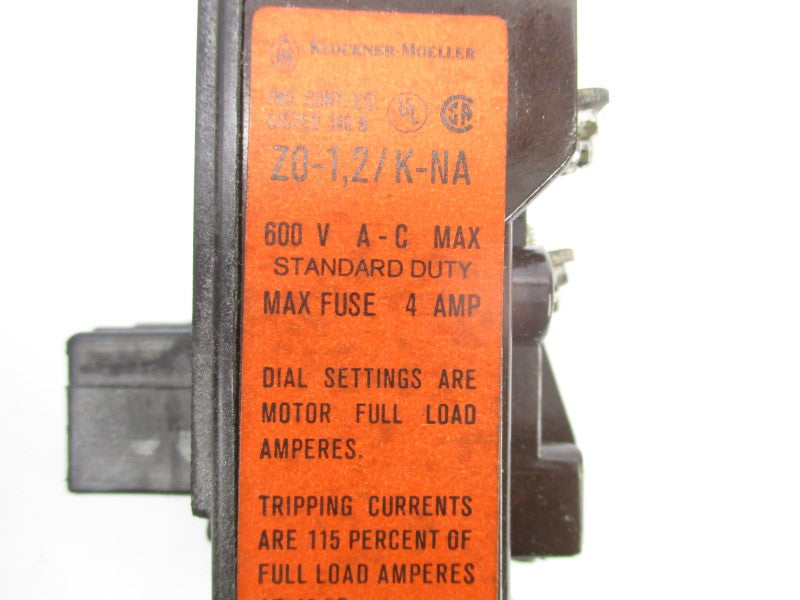 KLOCKNER MOELLER ZO-1.2/K-NA 600VAC 4A NSMP