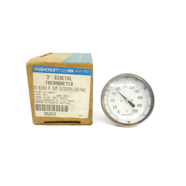 ASHCROFT 30EI60R025 0-200F 3" NSMP