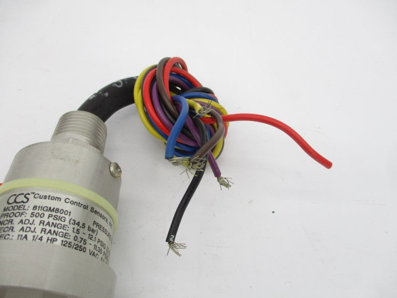 CUSTOM CONTROL SENSORS 611GM8001 125/250VAC 11A 500PSI NSMP