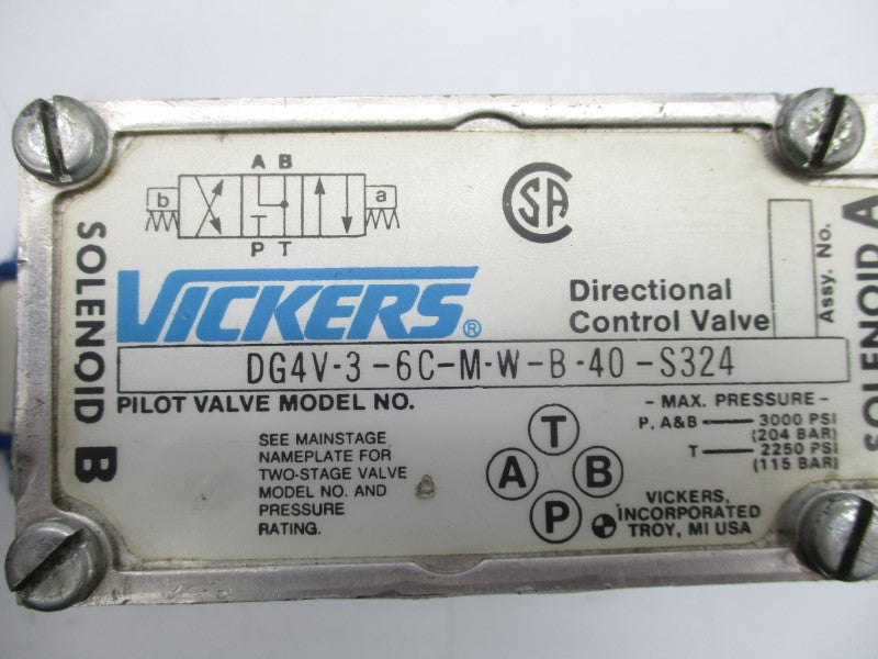 VICKERS DG4V-3-6C-M-W-B-40-S324 115/120VAC 0.54A 3000PSI UNMP