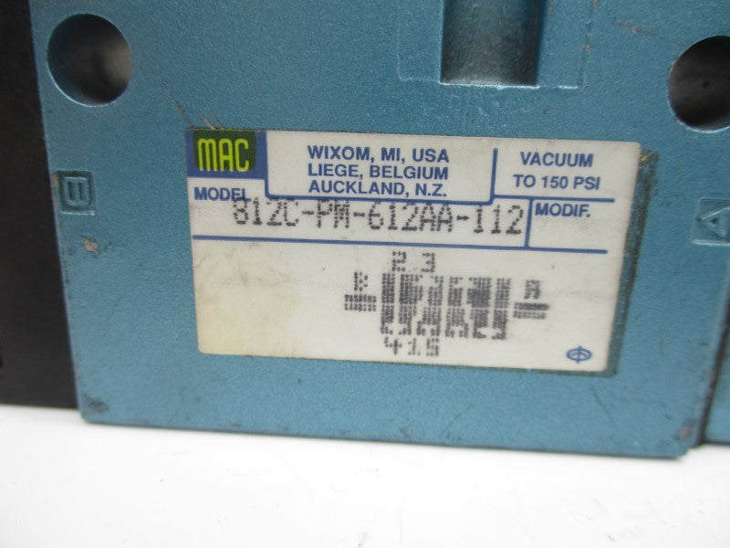 MAC 812C-PM-612AA-112 24VDC 25-150PSI UNMP