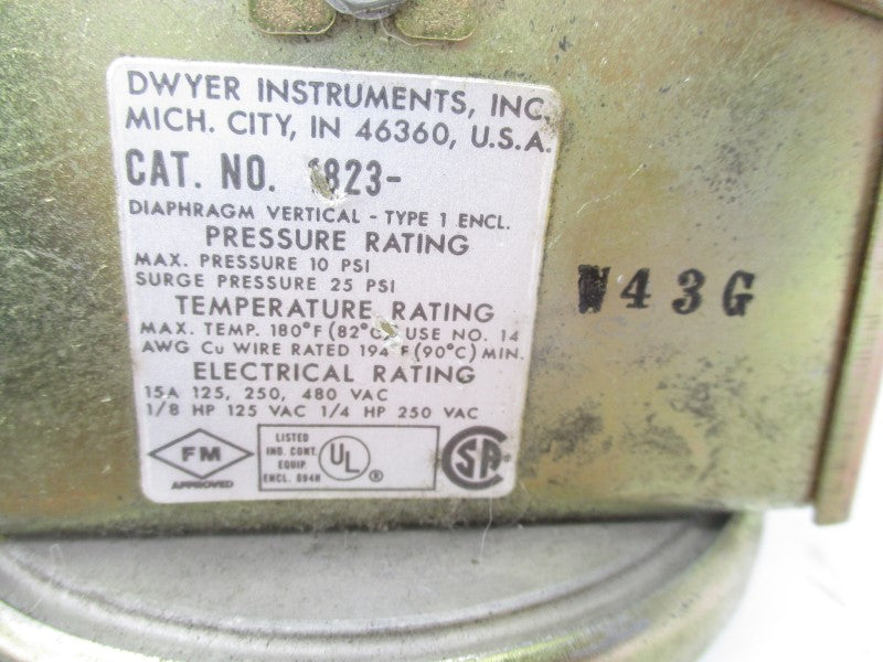 DWYER 1823 480VAC 15A 25PSI UNMP