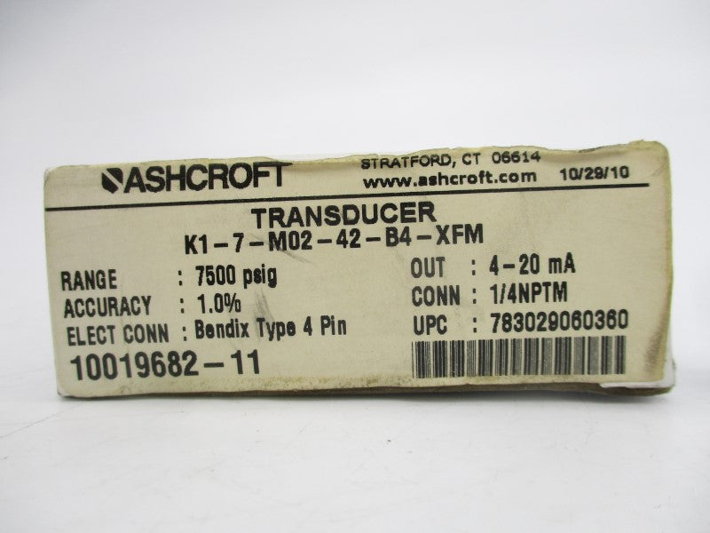 ASHCROFT K1-7-M02-42-B4-XFM 10-30VDC 7500PSI NSMP