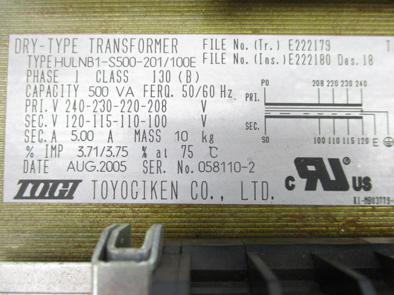 TOYOGIKEN HULNB1-S500-201/100E 208-240V UNMP