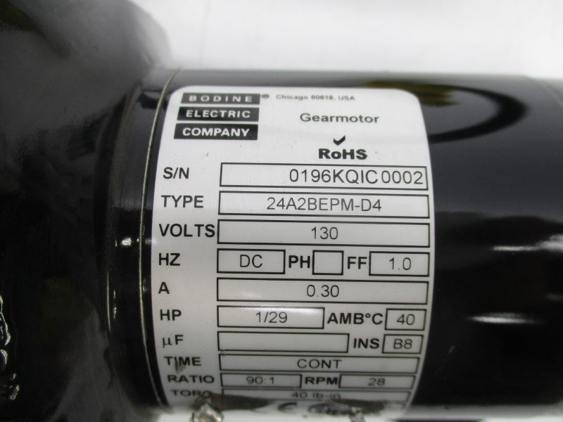 BODINE 24A2BEPM-D4 130VDC 0.3A UNMP