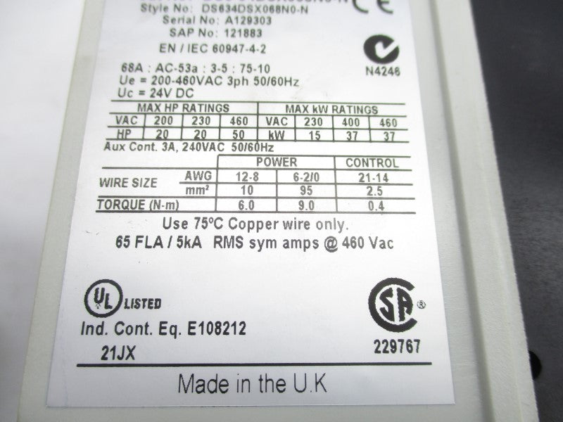 EATON DS6-34DSX068N0-N 200-460VAC NSMP