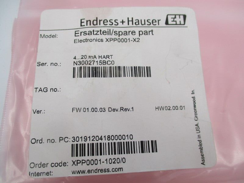 ENDRESS+HAUSER XPP0001-X2 F/W 01.00.03 NSMP