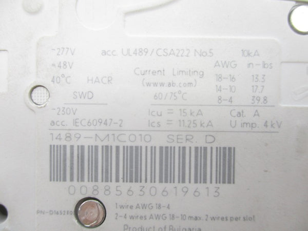 ALLEN BRADLEY 1489-M1C010 SER. D 277VAC 1A NSNP
