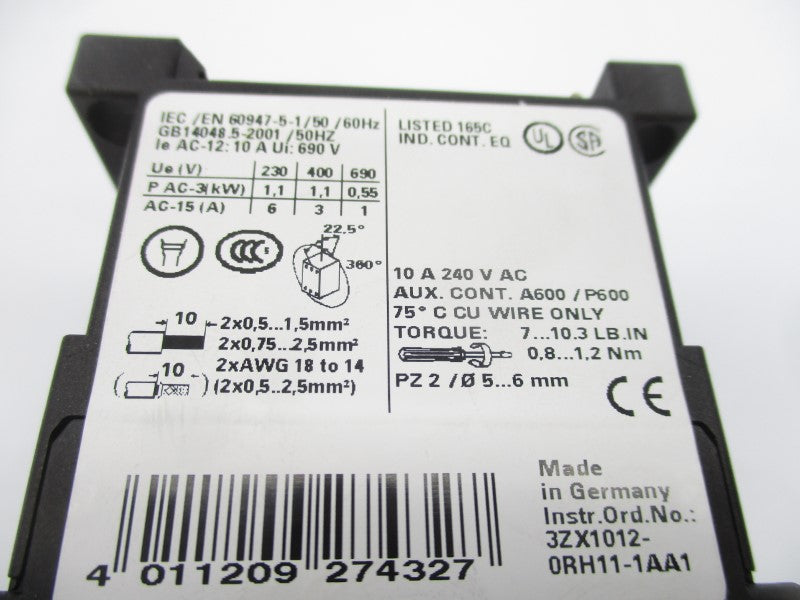 SIEMENS 3RH1131-1BB40 240VAC NSMP