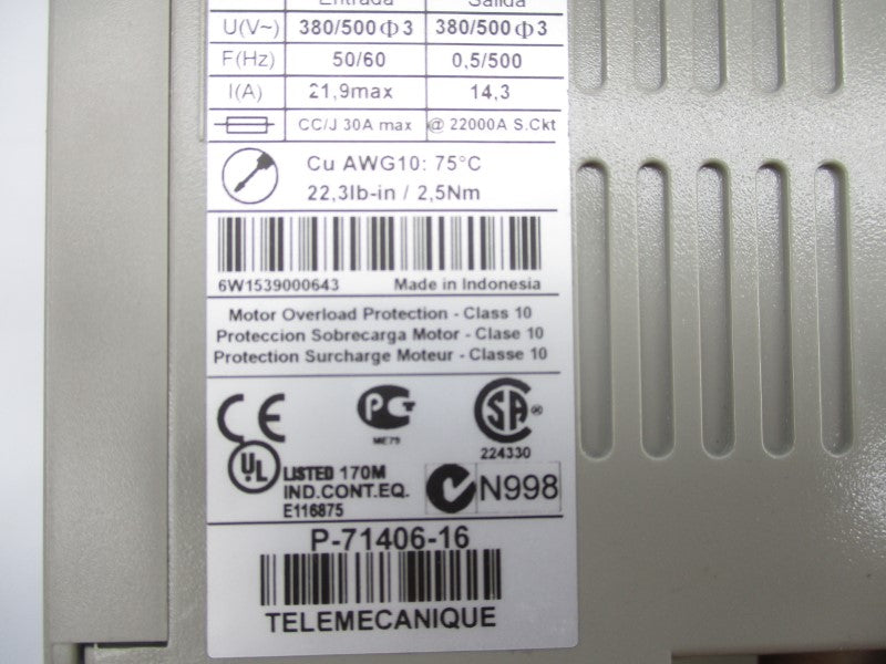 TELEMECANIQUE ATV31HU55N4S304 380/500V 21.9A NSMP