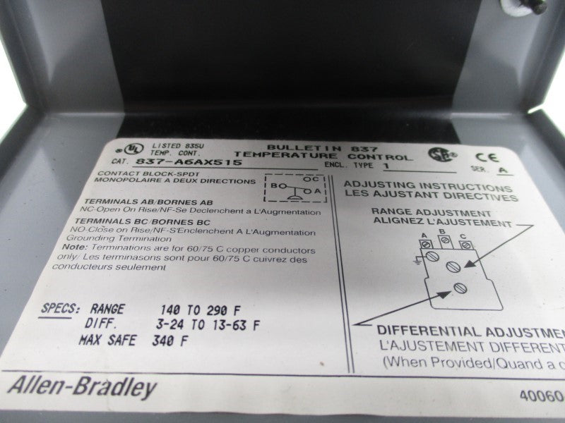 ALLEN BRADLEY 837-A6AX515 SER. A 24-600V 140-290F NSNP