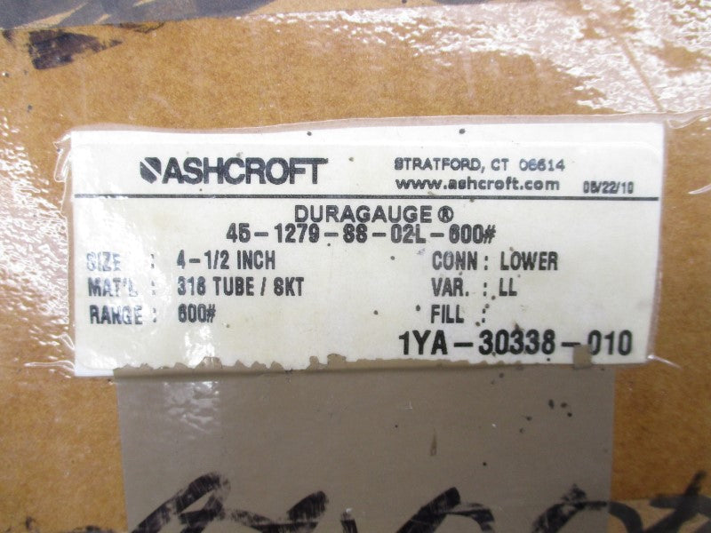 ASHCROFT 45-1279-88-02L-600# 0-600PSI NSMP