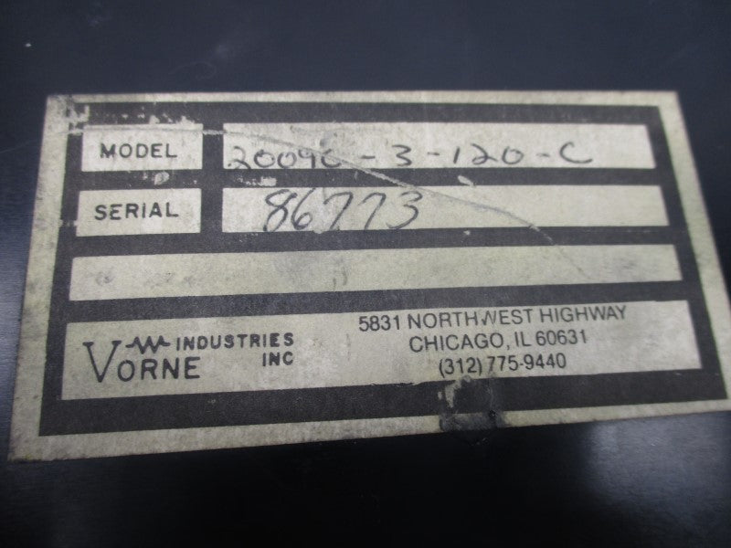 VORNE INDUSTRIES 2009C-3-120-C 120VAC UNMP