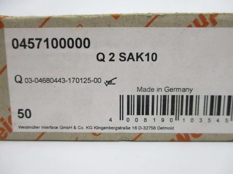WEIDMULLER 0457100000 Q2SAK10 (PKG OF 50) NSMP