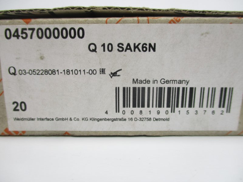 WEIDMULLER 0457000000 Q10SAK6N (PKG OF 20) NSMP