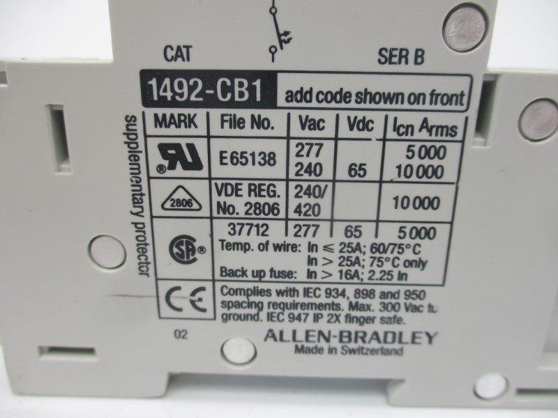 ALLEN BRADLEY 1492-CB1F050 SER. B 277V 5A UNMP