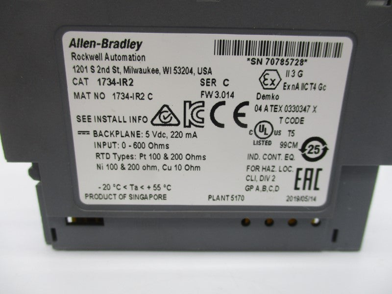 ALLEN BRADLEY 1734-IR2 SER. C F/W 3.014 5VDC UNMP