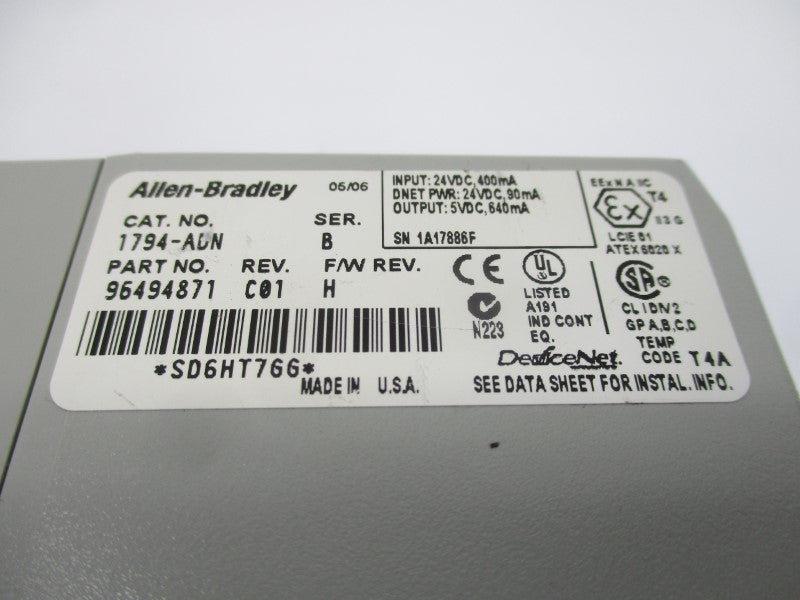 ALLEN BRADLEY 1794-ADN SER. B F/W H 24VDC UNMP