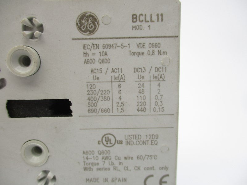 GENERAL ELECTRIC BCLL11 690/660VAC 10A UNMP