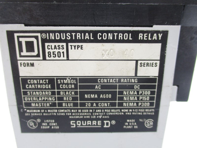 SQUARE D 8501X040 SER. A 24V UNMP