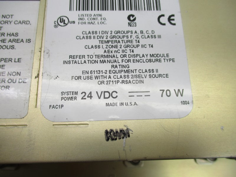 ALLEN BRADLEY 2711P-K10C6D1 SER. A 24VDC UNMP