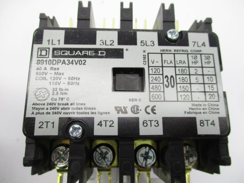 SQUARE D 8910DPA34V02 SER. C 110/120V 40A (AS PICTURED) NSNP