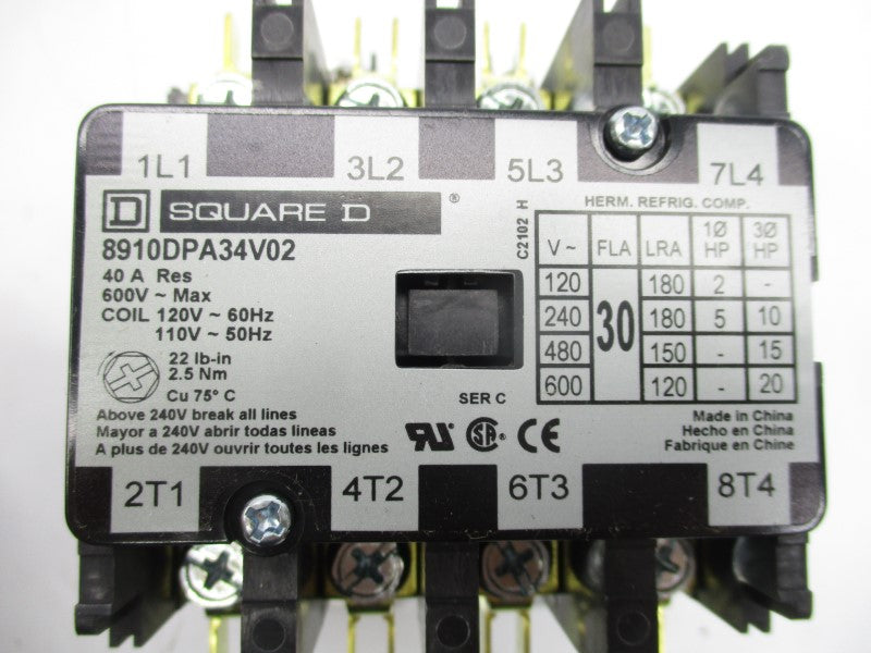 SQUARE D 8910DPA34V02 SER. C 110/120V 40A (AS PICTURED 2) NSNP