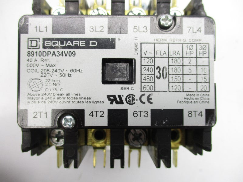 SQUARE D 8910DPA34V09 SER. C 220/208-240V 40A (AS PICTURED) NSNP