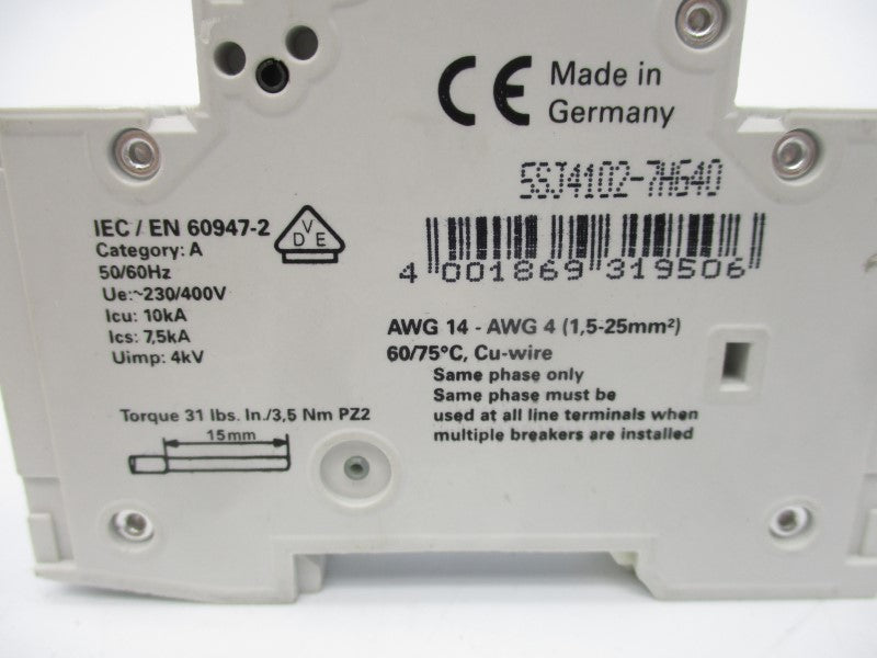 SIEMENS 5SJ4102-7HG40 230/400V 2A NSNP