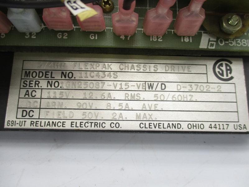 RELIANCE ELECTRIC 11C434S 115V 12.6A UNMP