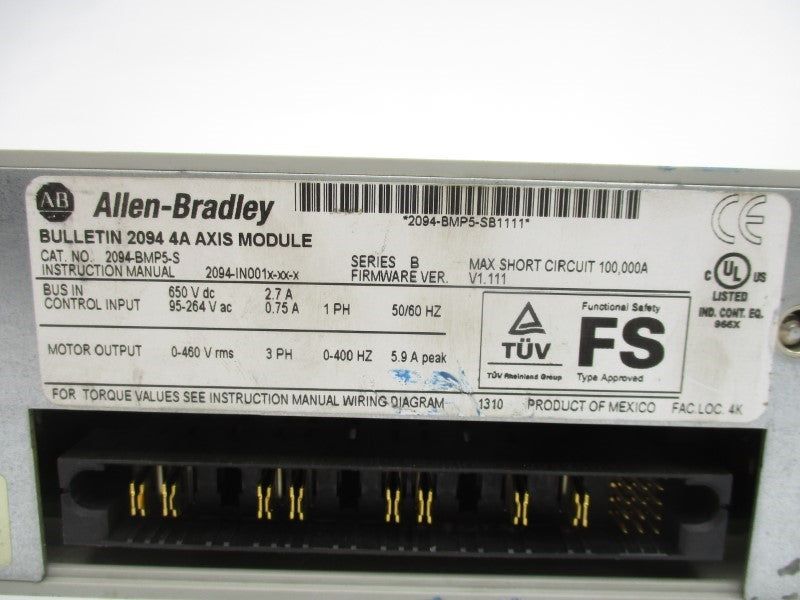 ALLEN BRADLEY 2094-BMP5-S SER. B F/W 1.111 650VDC 2.7A UNMP