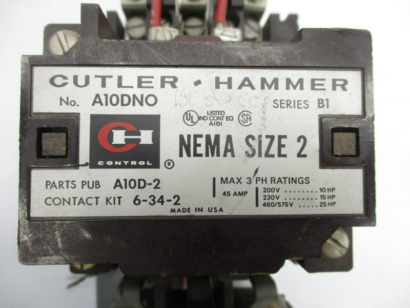 CUTLER HAMMER A10DNO SER. B1 110/120V 45A UNMP