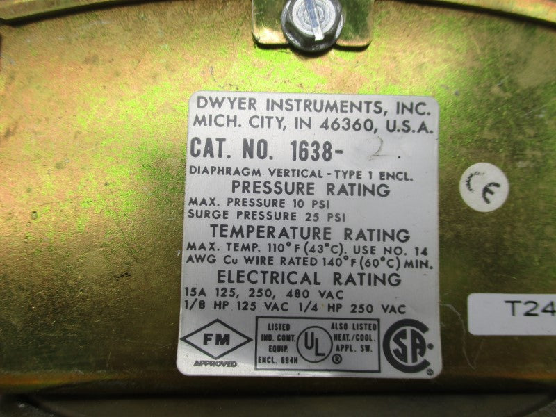 DWYER 1638-2 480VAC 15A 25PSI (AS PICTURED) NSNP