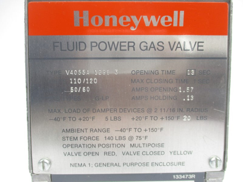 HONEYWELL V4055A12963 110/120V 1.57A 13S NSNP