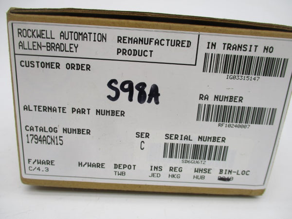 ALLEN BRADLEY 1794-ACN15 SER. C F/W 4.3 REMAN