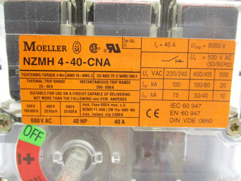 KLOCKNER MOELLER NZMH4-40-CNA 600VAC 40A NSNP