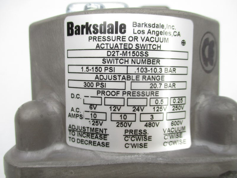 BARKSDALE D2T-M150SS 600V 300PSI NSMP