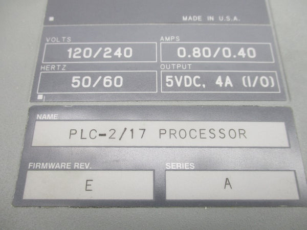 ALLEN BRADLEY 1772-LWP SER. A F/W E 120/240V 0.8/0.4A UNMP