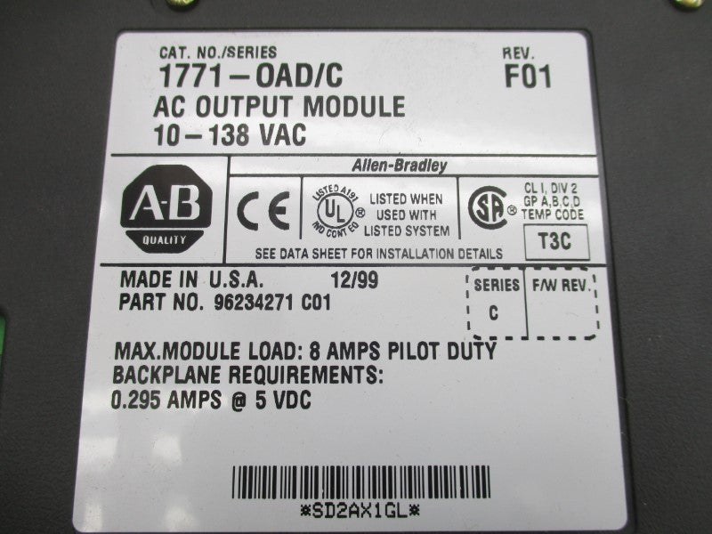 ALLEN BRADLEY 1771-OAD SER. C 10-138VAC REV. F01 NSMP