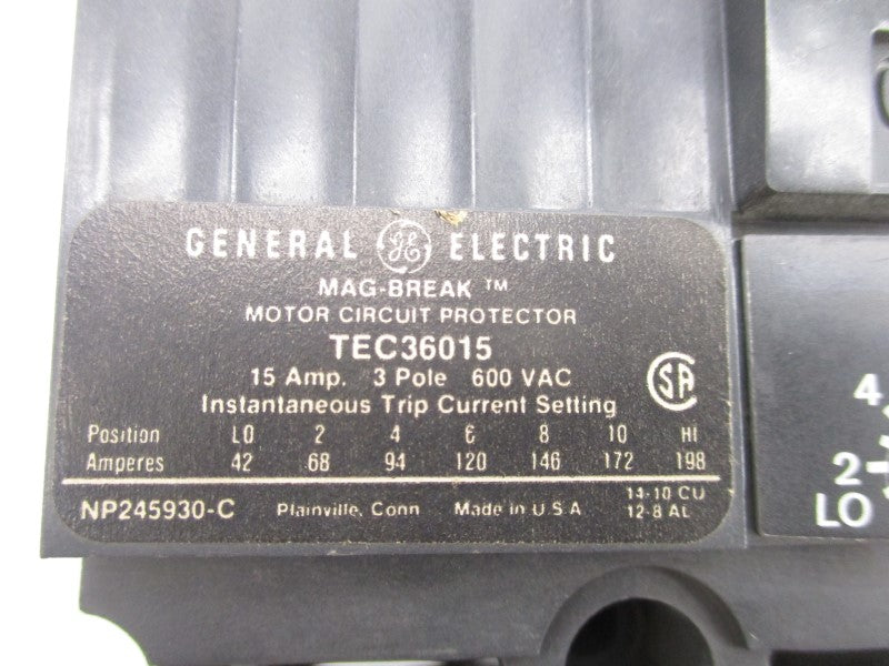 GENERAL ELECTRIC TEC36015 600VAC 15A (BLACK) UNMP