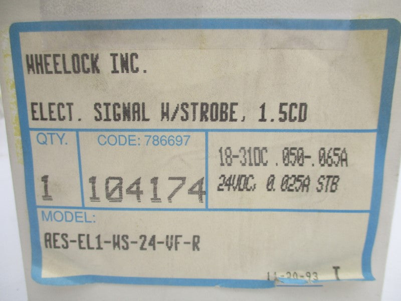 WHEELOCK AES-EL1-WS-24-VF-R 18-31VDC 0.05-0.065A NSMP