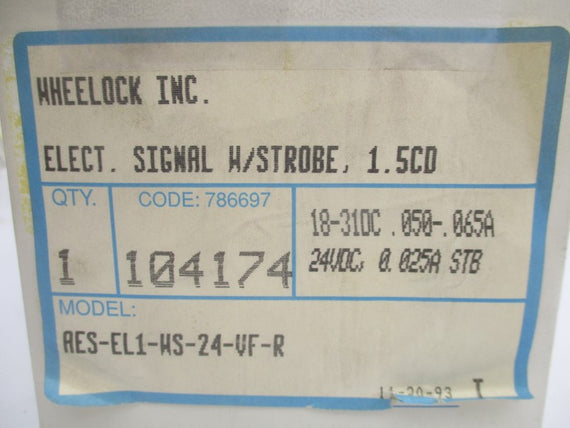 WHEELOCK AES-EL1-WS-24-VF-R 18-31VDC 0.05-0.065A NSMP